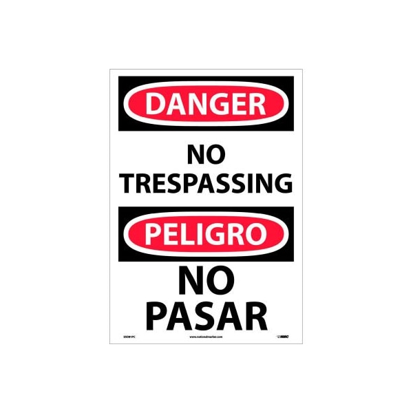 National Marker Co Bilingual Vinyl Sign - Danger No Trespassing ESD81PC - main
